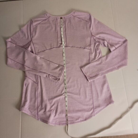 Duluth Trading Co Purple/White Stripe Workout Exercise Shirt Women’s Size L EUC - Picture 11 of 14